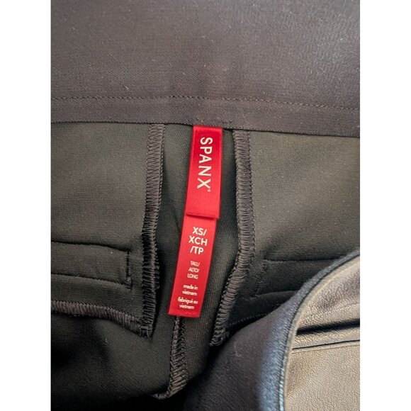 Spanx Faux Leather Flare Pants XS Black High-Rise Stretch Waistband - Picture 4 of 5